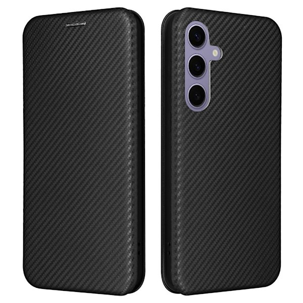SKALO Samsung S25 Carbon Fiber Lompakkokotelo - Musta Black