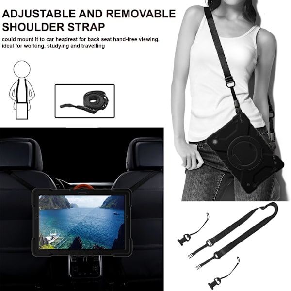 SKALO Samsung Tab A8 10.5 (2021/2022) Extra Shock Resistant Armor Rengas kuori olkahihnalla - Musta Black