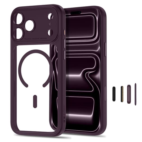 Tech-Protect MagPeak MagSafe CC Cover til iPhone 17 Pro Max - Dark Cherry Wine red