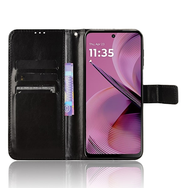 SKALO Motorola Moto G55 5G PU-nahkainen Lompakkokotelo - Valitse väri Black