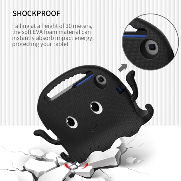 SKALO Samsung Tab A7 Lite 3D Cartoon børns cover - Sort Black