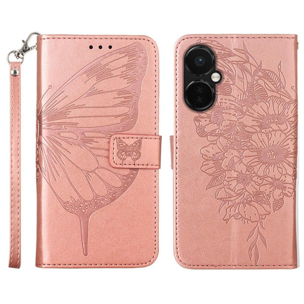 SKALO OnePlus Nord CE 3 Lite 5G Mandala Butterfly Flip Cover - Rosa guld Pink gold