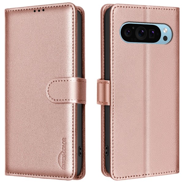 BINFEN COLOR Google Pixel 9/9 Pro Litchi Plånboksfodral Rosa guld
