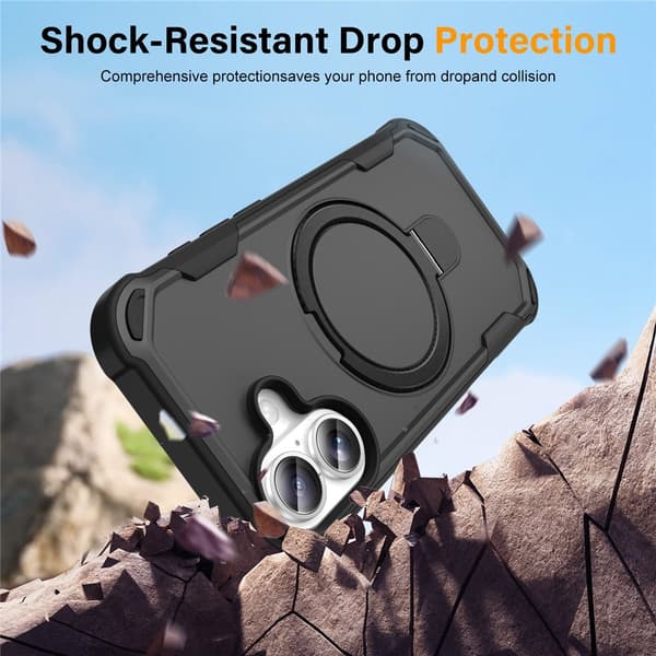 SKALO iPhone 17 Armor Ring Cover - Sort Black