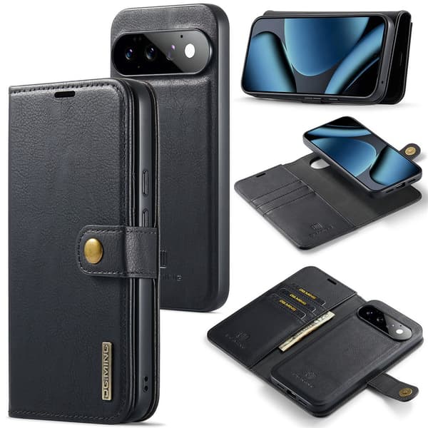 DG MING 2-i-1 Magnet Flip Cover til Google Pixel 11 - Sort Black