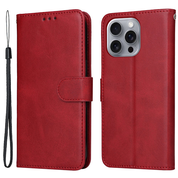 SKALO iPhone 16 Pro Max PU-læder Pungetui - Vælg farve Red