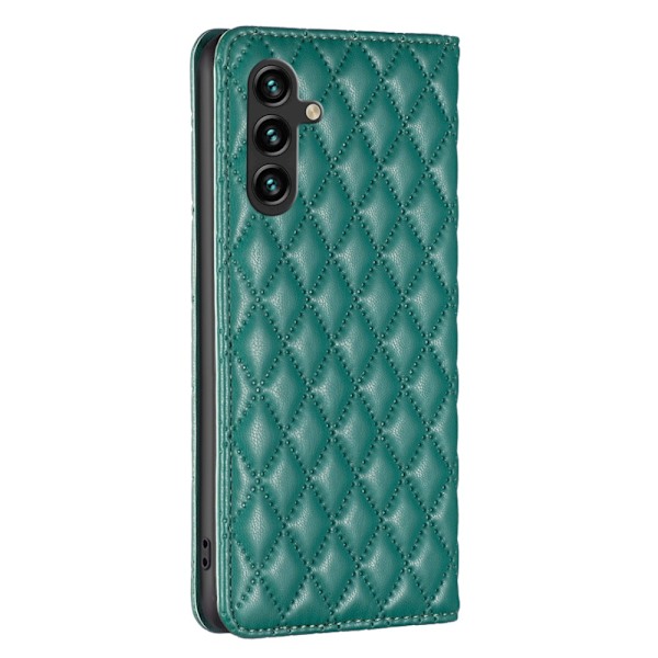 SKALO Samsung A15 4G BINFEN COLOR Big Wallet Quiltat Plånbok - Grön Grön
