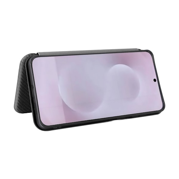 SKALO Samsung S25 Edge Carbon Fiber Plånboksfodral - Svart Svart