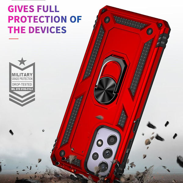 SKALO Samsung A33 5G Armor Hybridi metallirengas kuori - Punainen Red