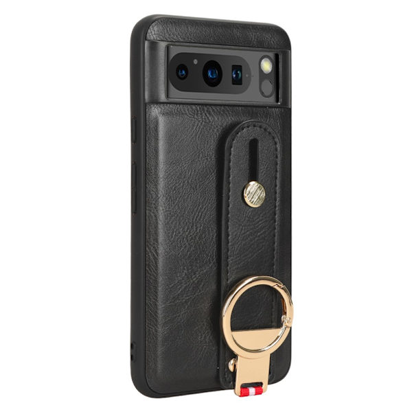 SKALO Google Pixel 8 Pro PU-læderskal med håndrem - Sort Black
