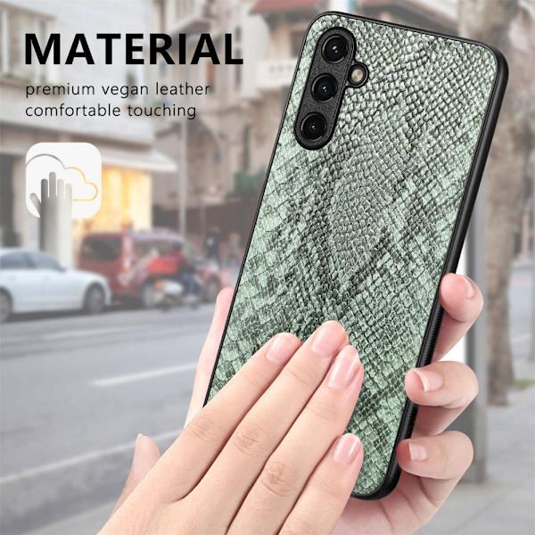 SKALO Samsung A14 4G/5G Snakeskin PU-læder Hybrid Cover - Grøn Green
