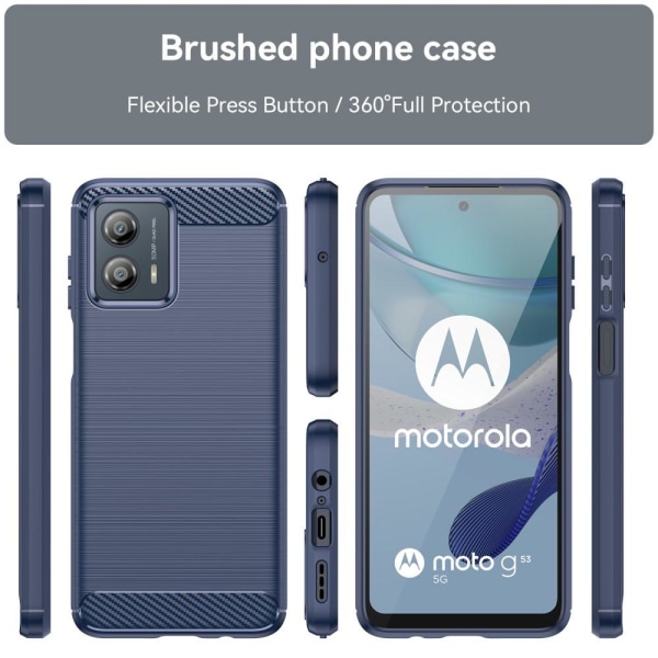 SKALO Motorola Moto G53 5G Armor Carbon Stødsikker TPU-cover - V Blue