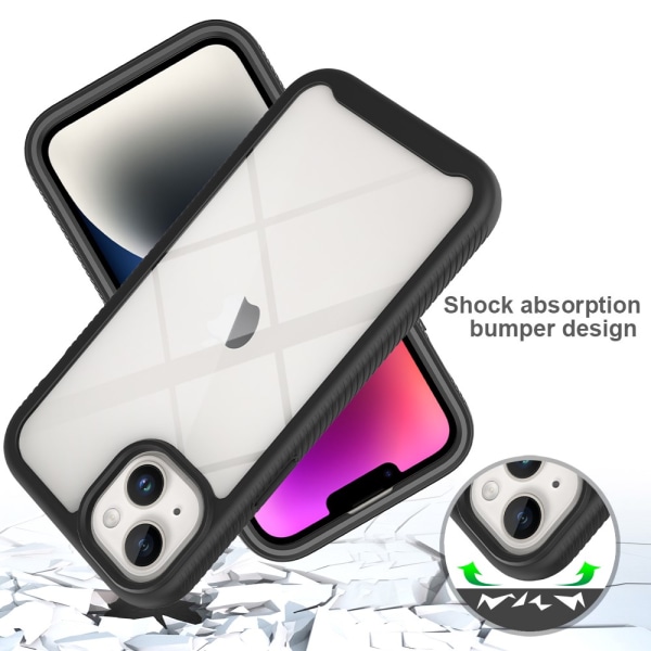 SKALO iPhone 15 Plus Shockproof Clear Hybrid Skal - Svart Svart