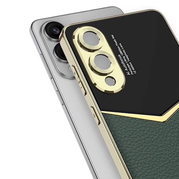 SKALO Samsung S25 Edge GKK PU-Nahka Kultareunus Suojakuori - Musta Black