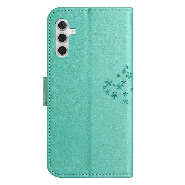 SKALO Samsung A14 4G/5G Owl Tree lompakkokotelo - Turkoosi Turquoise