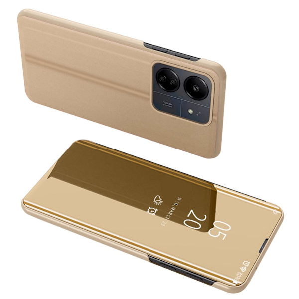 SKALO Xiaomi Redmi 13C 4G Clear View Lompakkokotelo - Kulta Gold