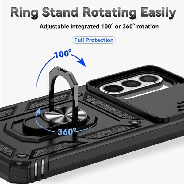 SKALO Samsung A56 5G Armor Metalring Kameraskyder Cover - Sort Black