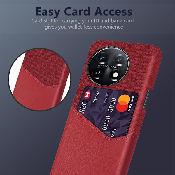 SKALO OnePlus 11 5G Premium PU læder kortholder Cover - Rød Red
