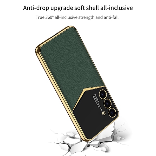 SKALO Samsung S25+ GKK PU-Nahka Kultareunus Suojakuori - Musta Black