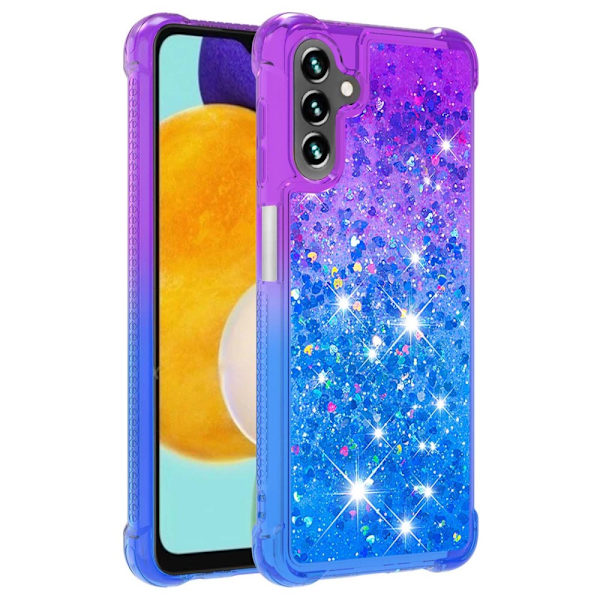 SKALO Samsung A54 5G Kvicksand Glitter Hjerter TPU Cover - Lilla-Blå Multicolor