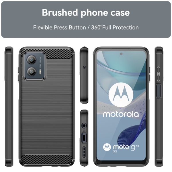 SKALO Motorola Moto G53 5G Armor Carbon Stöttåligt TPU-skal - Fler färger Svart