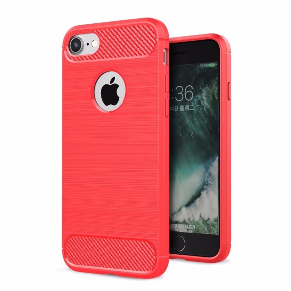 SKALO iPhone 7/8 Armor Carbon Iskunkestävä TPU suojakuori - Valitse väri Red