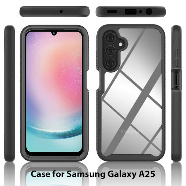 SKALO Samsung A25 5G Iskunkestävä Clear Hybridi Suojakuori - Musta Black