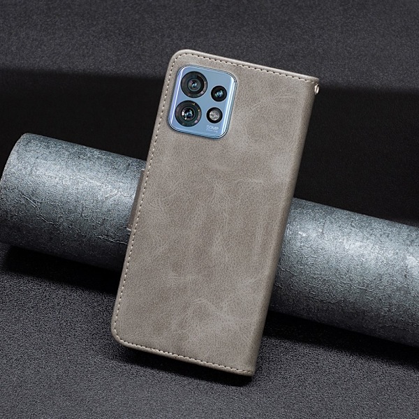 SKALO Motorola Edge 40 Pro 5G Plånboksfodral i PU-Läder - Grå grå