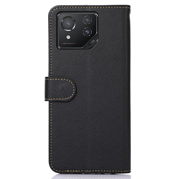SKALO Asus ROG Phone 8 5G KHAZNEH Litchi Pungetui i PU-læder - Sort Black