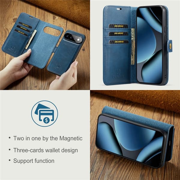 DG MING 2-i-1 Magnet Plånboksfodral för Google Pixel 11 - Blå Blå
