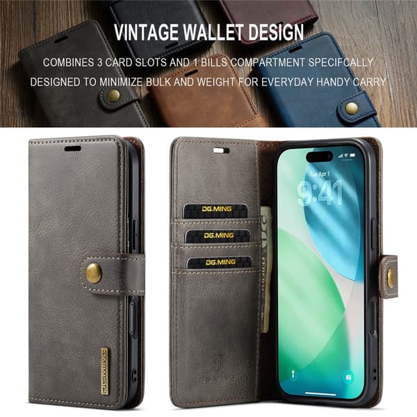 DG MING iPhone Air 2-i-1 Magnet Flip Cover - Grå Grey