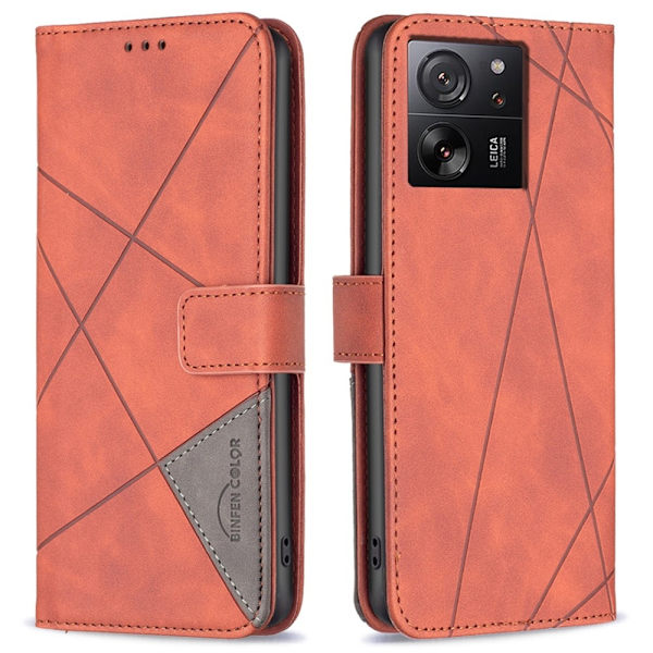 Xiaomi 13T/13T Pro BINFEN COLOR Embossed Plånboksfodral - Brun Brun