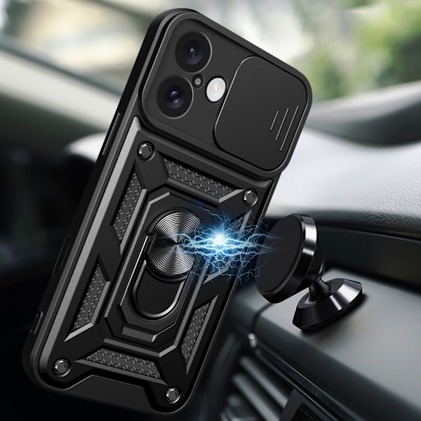SKALO iPhone 16 Armor Cover kortholder - Sort Black