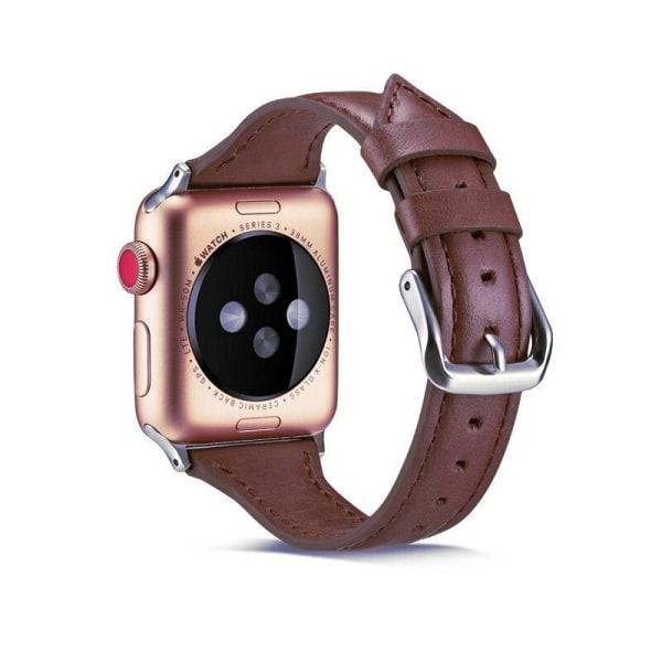 SKALO Kapea Nahkaranneke Apple Watch 42/44/45/49mm - Valitse vär Dark brown