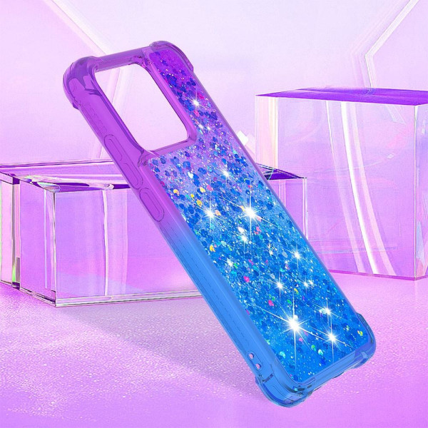 SKALO Xiaomi Redmi 10C Kvicksand Glitter Hjärtan TPU-skal - Lila-Blå multifärg