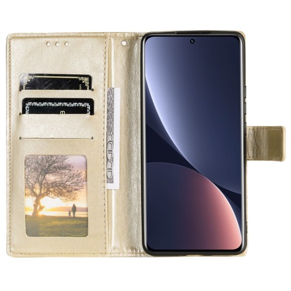 SKALO Xiaomi 12 Pro Mandala Flip Cover - Guld Gold