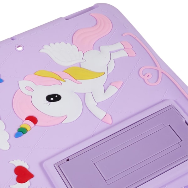 SKALO iPad 10.2 Stöttåligt Unicorn Rainbow Silikon Skal - Lila Lila