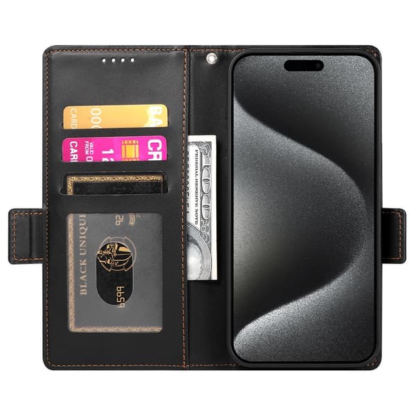 SKALO PU-læder Flip Cover til iPhone 18 Pro Max - Sort Black