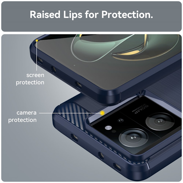 SKALO Xiaomi 13T/13T Pro Armor Carbon Iskunkestävä TPU suojakuori - Valitse väri Blue
