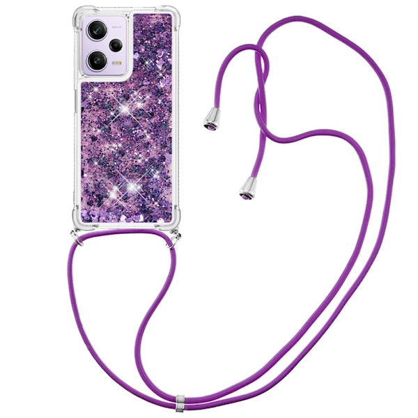 SKALO Xiaomi Redmi Note 12 Pro 5G Juoksuhiekka Glitter Mobile kaulapanta - Violetti Purple