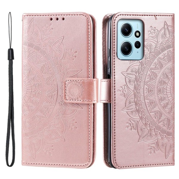 SKALO Xiaomi Redmi Note 12 4G Mandala lompakkokotelo - Ruusukulta Pink gold