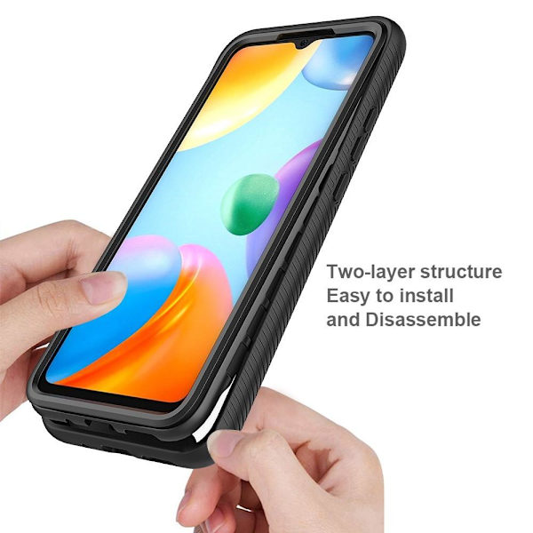 SKALO Xiaomi Redmi 10C Iskunkestävä Clear Hybridi Suojakuori - Musta Black