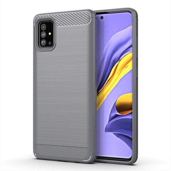 SKALO Samsung A51 Armor Carbon Iskunkestävä TPU suojakuori - Val Grey