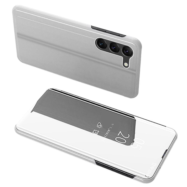 SKALO Samsung S23 Clear View Mirror Etui - Sølv Silver
