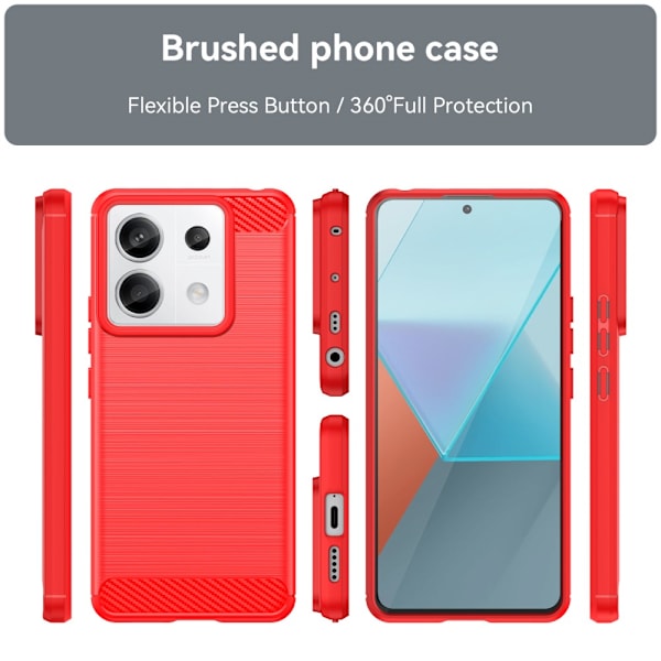SKALO Xiaomi Redmi Note 13 Pro 5G Armor Carbon Stöttåligt TPU-skal - Fler färger Röd