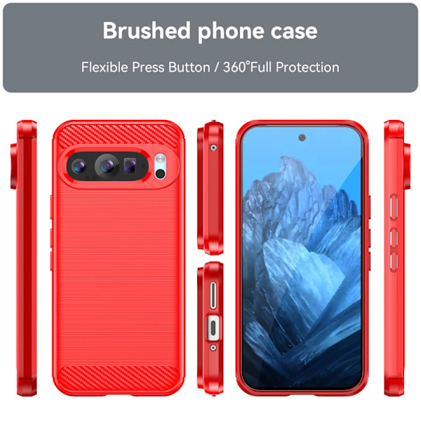 SKALO Google Pixel 9/9 Pro Armor Carbon Stødsikker TPU-cover - Vælg farve Red