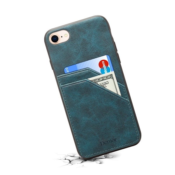 SKALO iPhone 16e PU-nahkainen kaksoiskorttipaikka Suojakuori - Sininen Blue