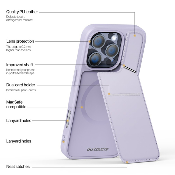 DUX DUCIS iPhone 16 Pro Max Rafi II Series Skal med Korthållare - Lila Lila