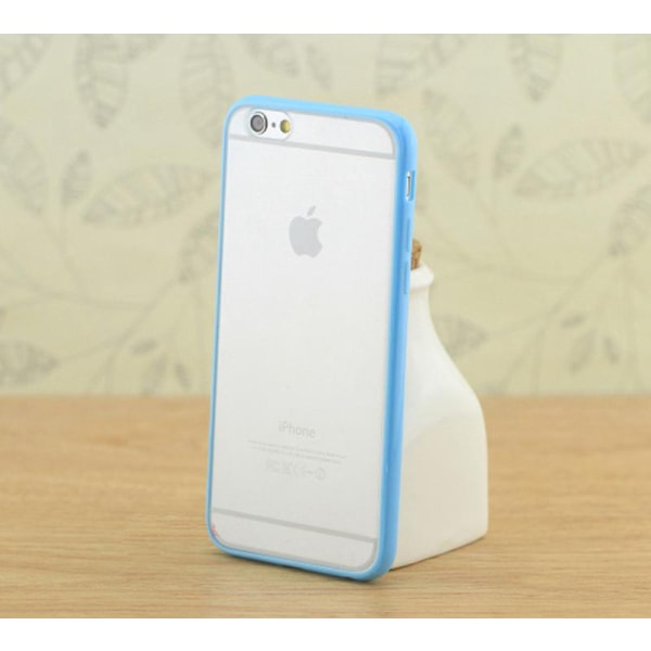 Transparent frostat skal med färgad ram iPhone 6/6S Plus - fler Ljusblå