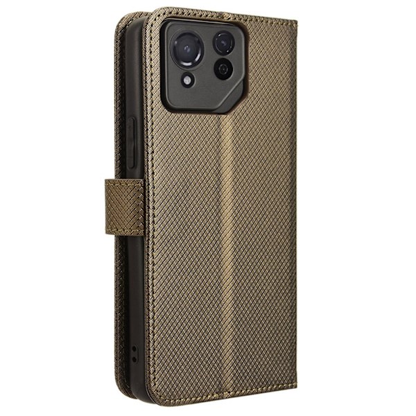 SKALO Asus ROG Phone 8 Pro 5G Premium Mini Romb Plånboksfodral - Brun Brun